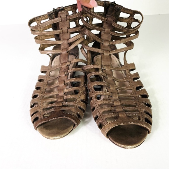 Miu Miu Light Brown Leather Gladiator Flat Sandals - Picture 2 of 7
